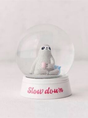 Urban Outfitters Home Sloth Snow Globe  - "Slow Down" Decorative Figurine